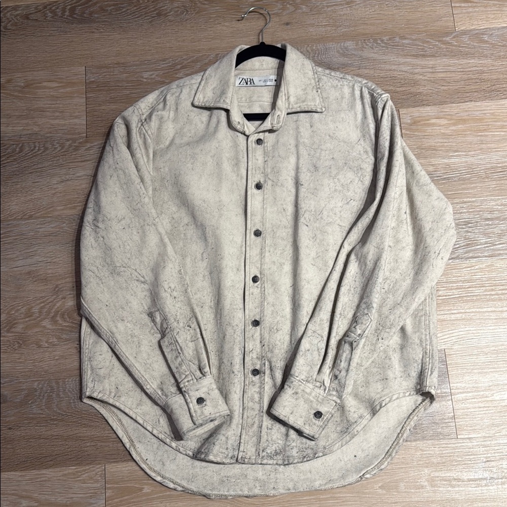 Zara Denim Cream Button-Up Shirt